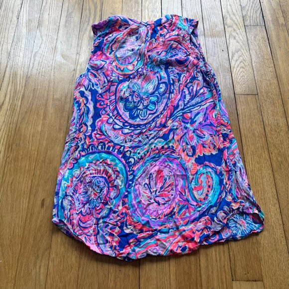 Lilly Pulitzer Size XS Blue Current Drop Me A Lime Dev Paisley Tank Mini Dress - Picture 9 of 11